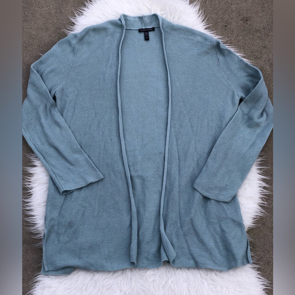 Eileen Fisher lightweight blue cardigan spring blue sz M